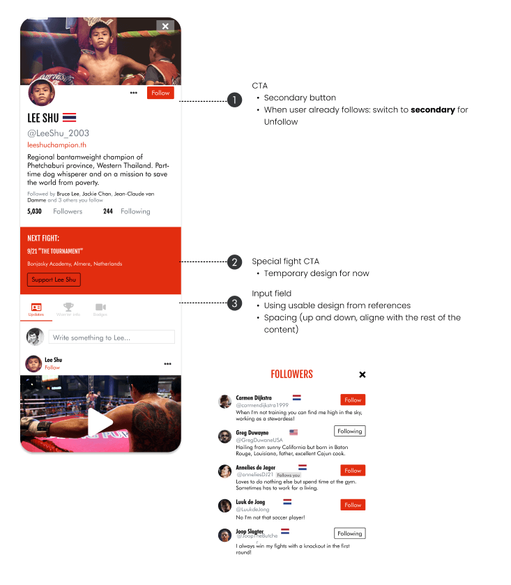 Mobile profile screen