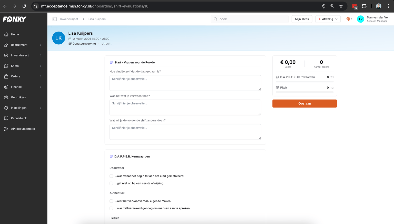 Onboarding management dashboard
